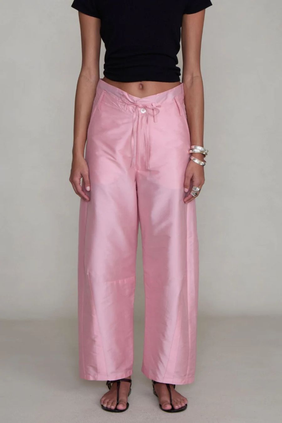 Techno Taffeta Barrel Pant in Rose