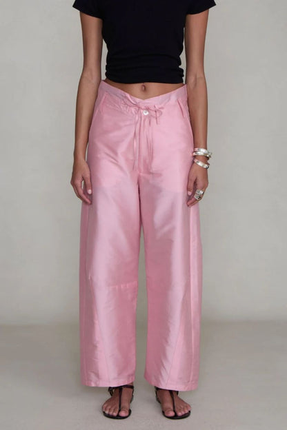 Techno Taffeta Barrel Pant in Rose