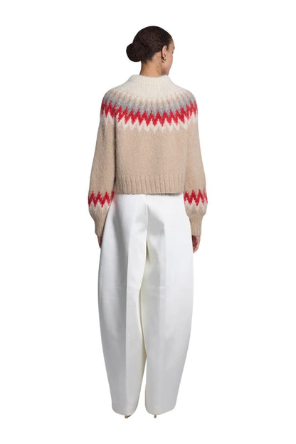 Harper Sweater in Pale Camel/Scarlett Combo