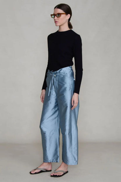 Techno Taffeta Barrel Pant in Bath Blue