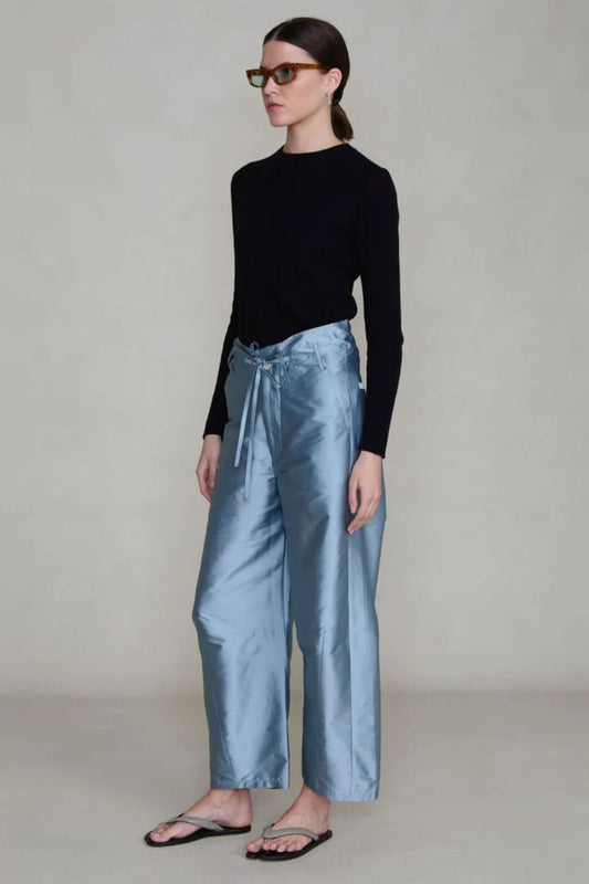Techno Taffeta Barrel Pant in Bath Blue