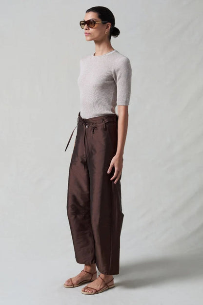 Techno Taffeta Barrel Pant in Chocolate