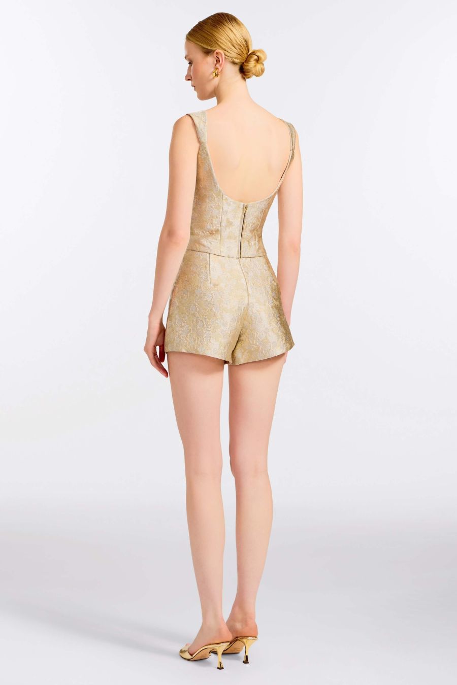 TS Maisie Corset Top in Silver Metallic Floral
