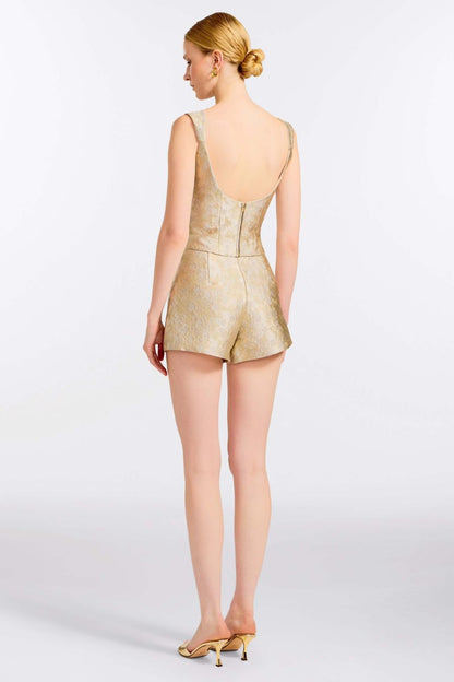 TS Maisie Corset Top in Silver Metallic Floral