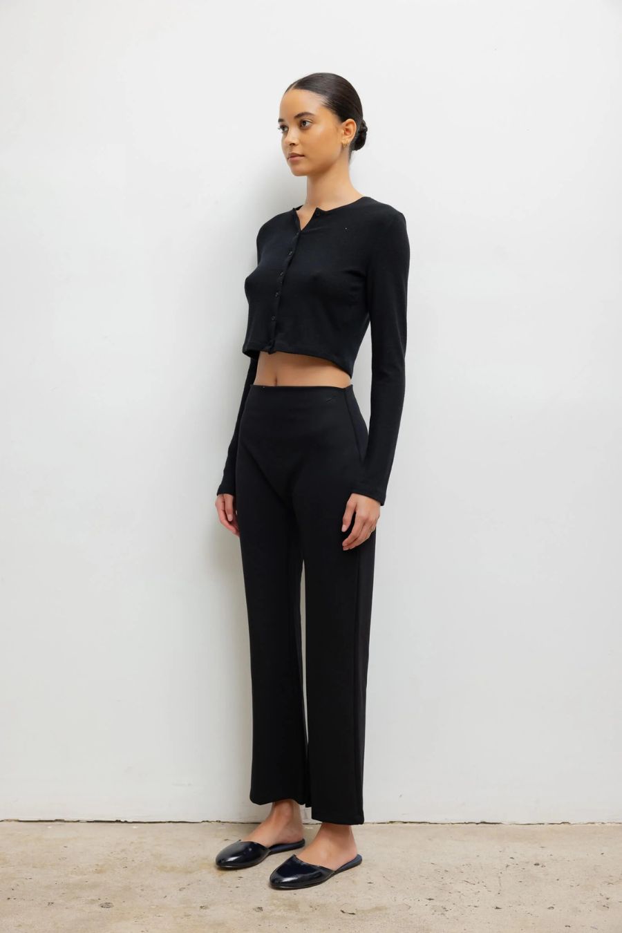 Rio High Waist Flare Pant in Black