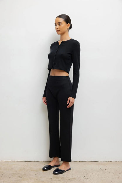Rio High Waist Flare Pant in Black