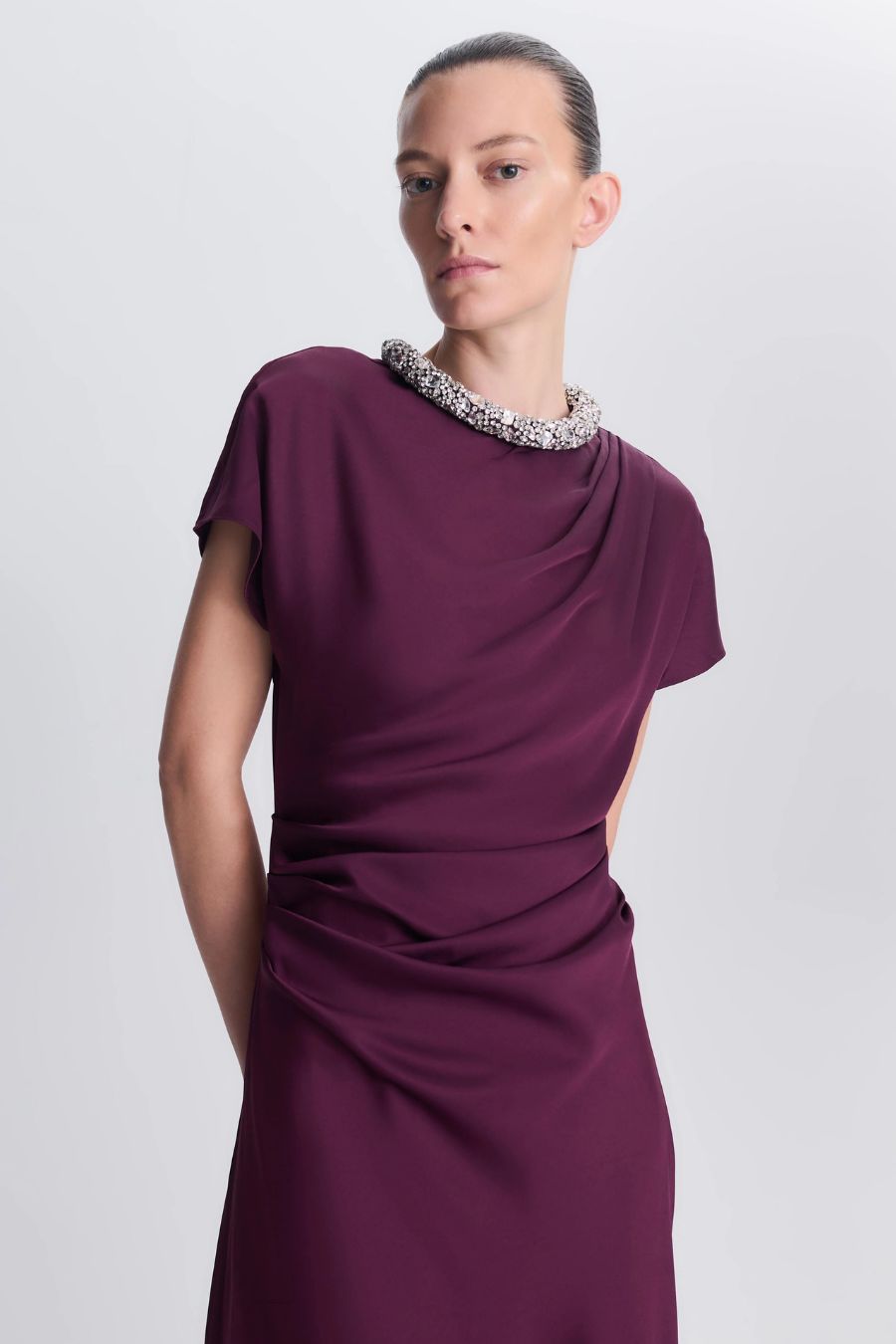 Eliza Satin Gown in Dark Orchid