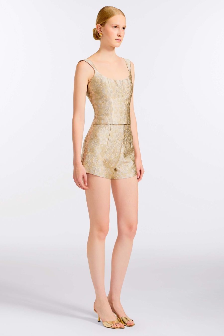 TS Maisie Corset Top in Silver Metallic Floral