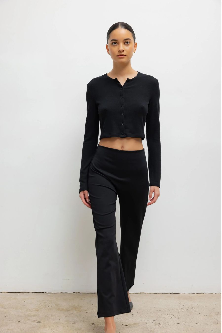 Rio High Waist Flare Pant in Black