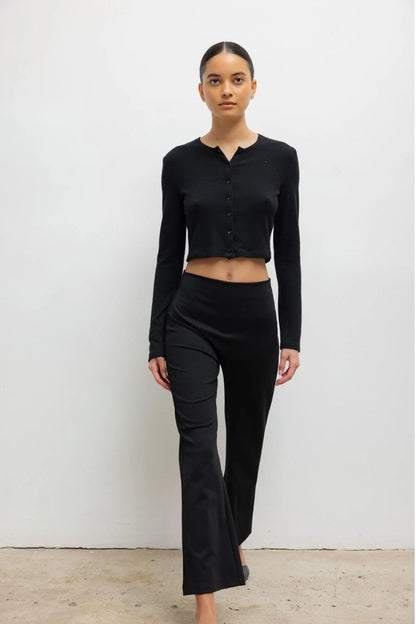 Rio High Waist Flare Pant in Black