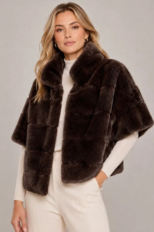Rex Rabbit Dolman Jacket in Brown