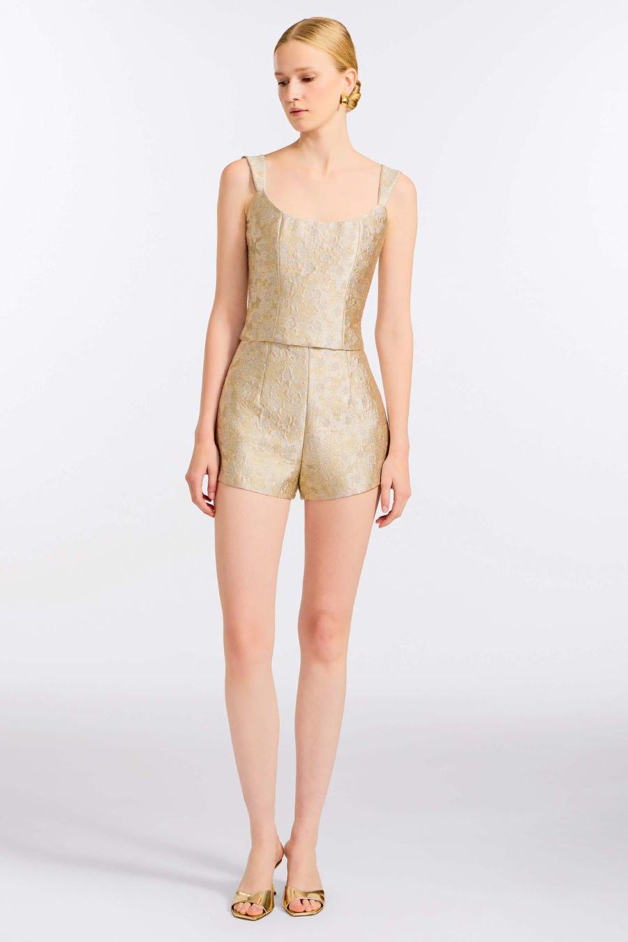 TS Maisie Corset Top in Silver Metallic Floral