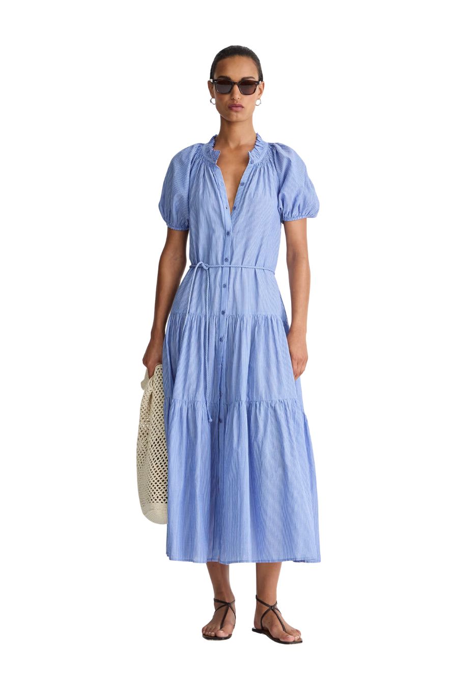 Mazza Maxi in Microstripe Blue/Cream