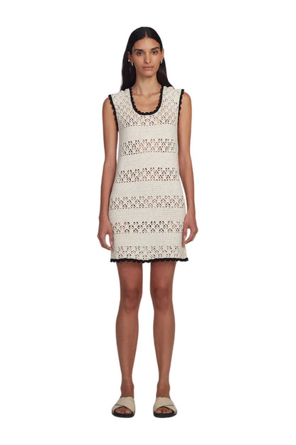 Bella Mini Dress in Ivory/Black Combo