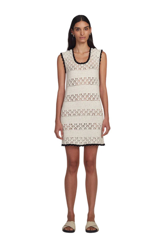 Bella Mini Dress in Ivory/Black Combo