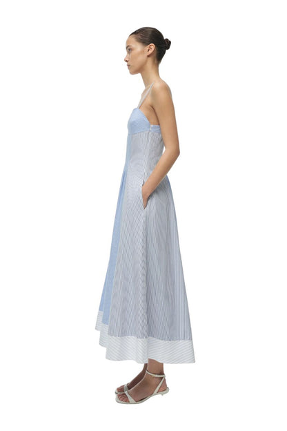 Chamberlain Midi Dress in Periwinkle Stripe