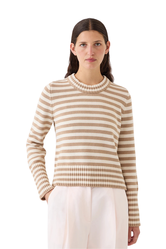 Micha Stripe Sweater in Cashew/Off White