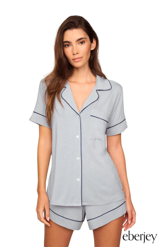 Gisele Relaxed Short PJ Set in Gray/Navy