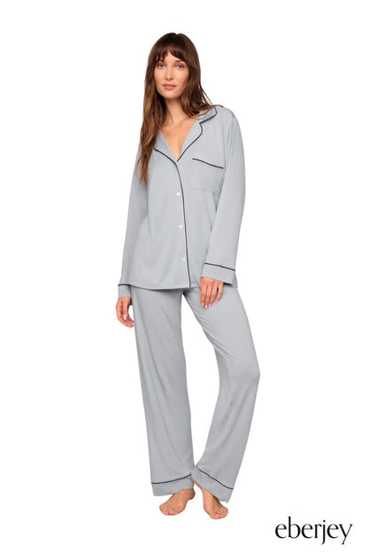 Gisele Long PJ Set in Gray/Navy