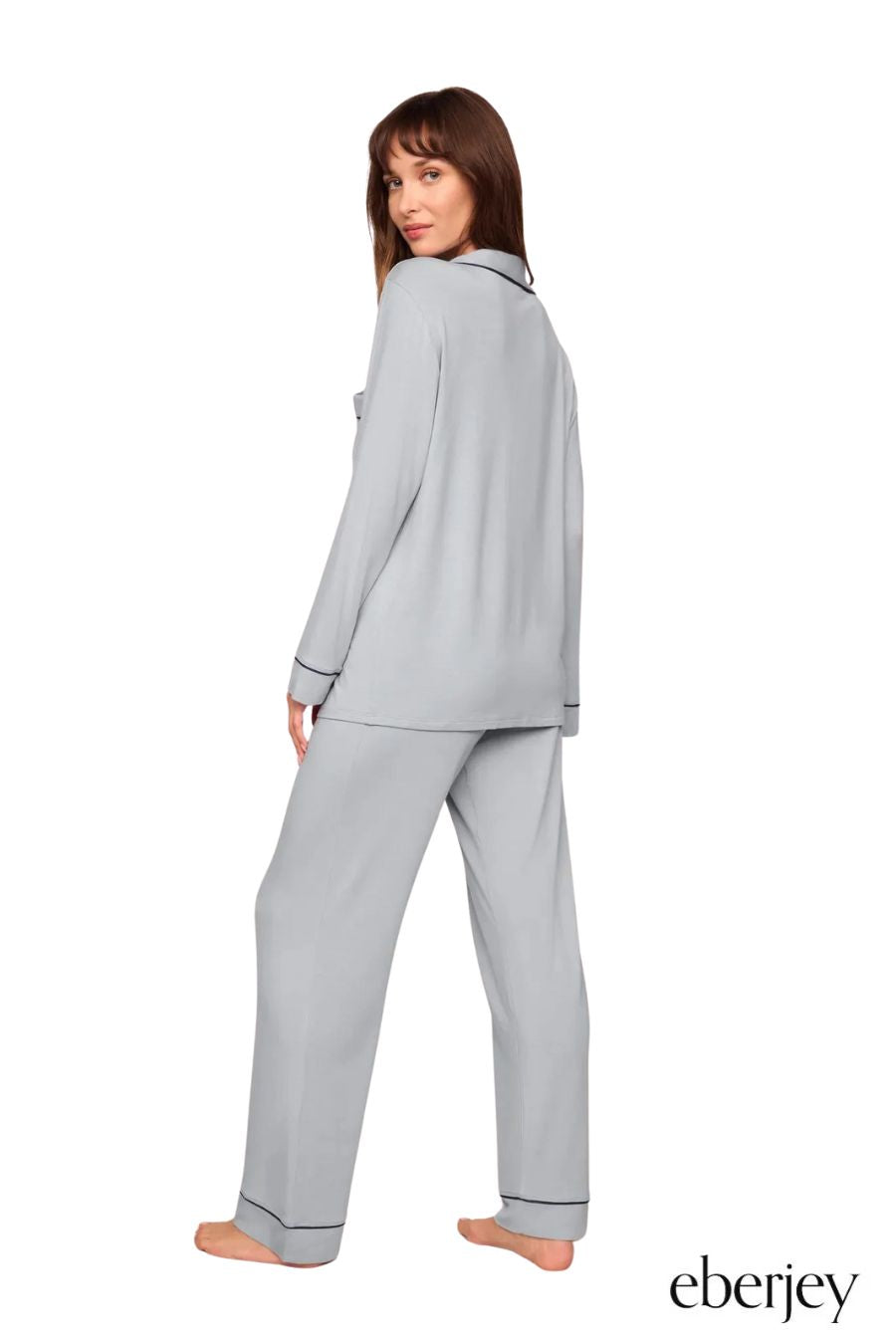 Gisele Long PJ Set in Gray/Navy
