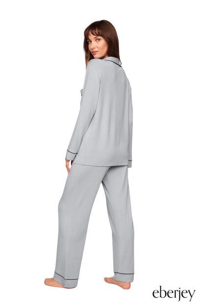 Gisele Long PJ Set in Gray/Navy