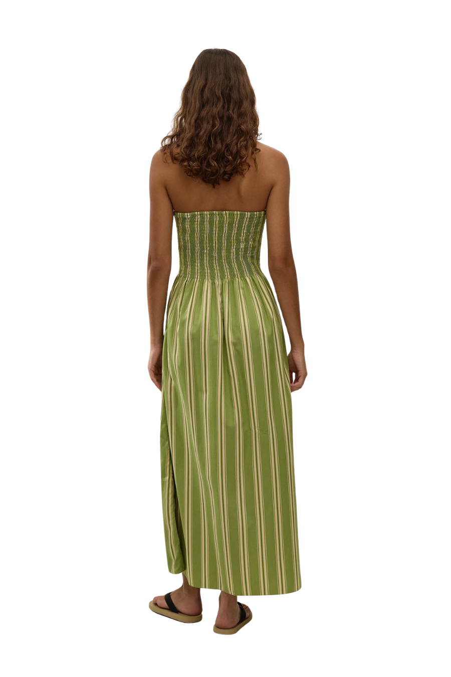 Jamie Midi Dress in Ombre Stripe Juniper