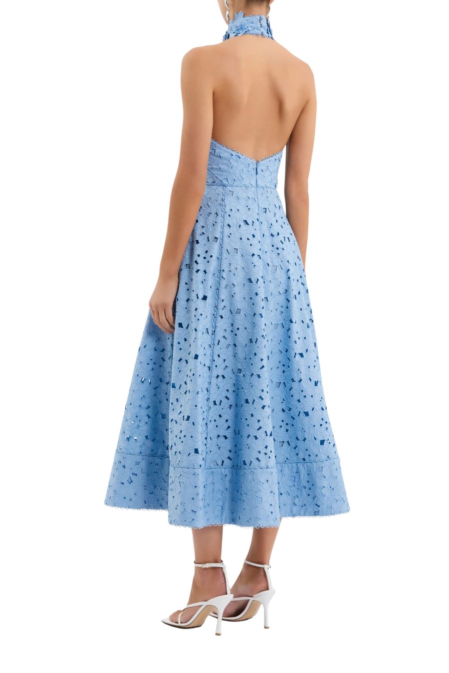 Nuvola Halter Midi Dress in Blue