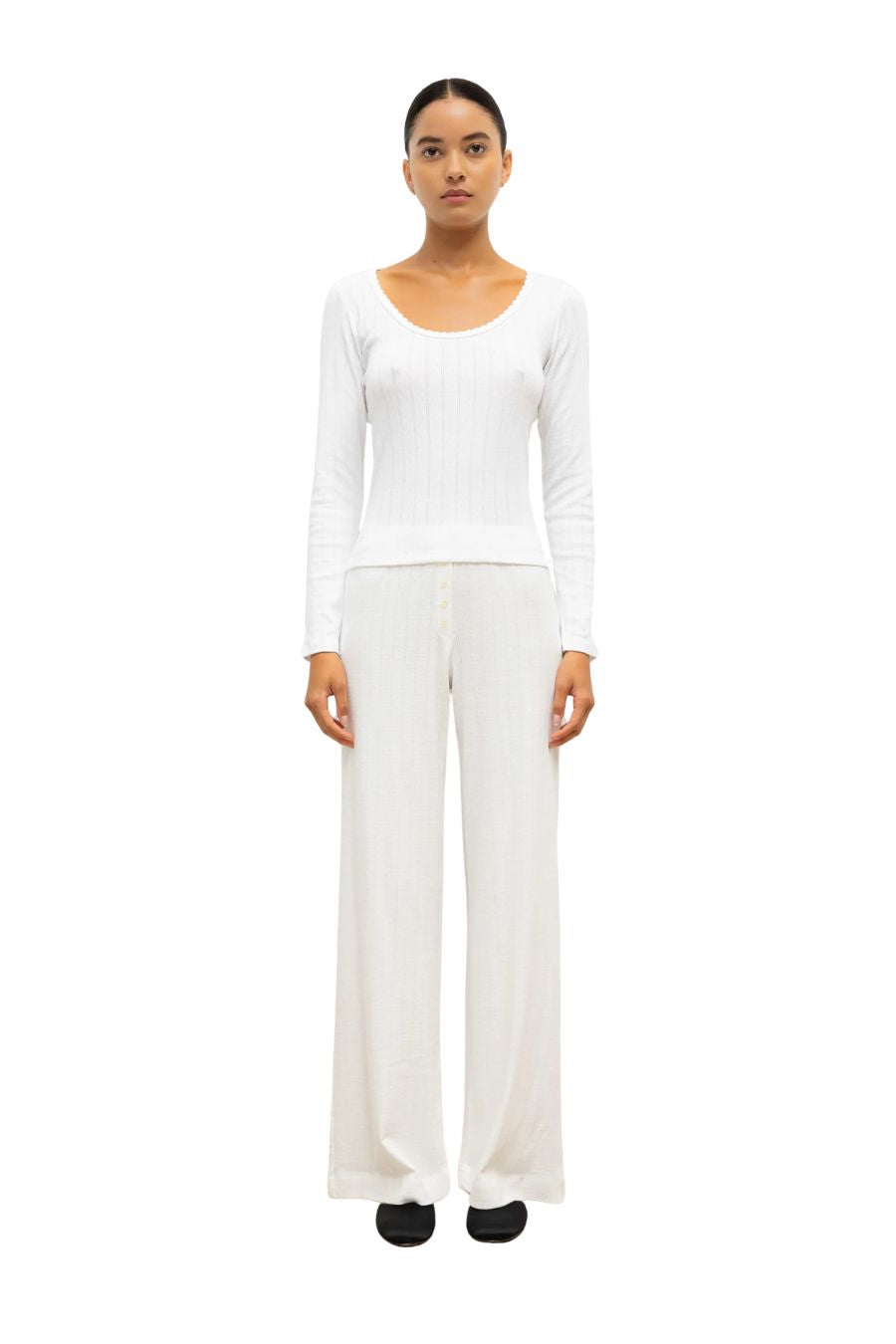 Pointelle Boxer Pant in White