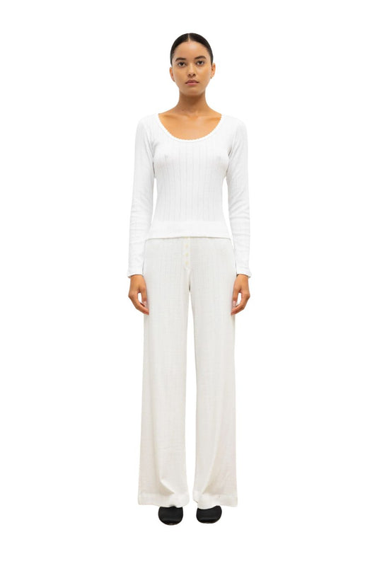 Pointelle Boxer Pant in White