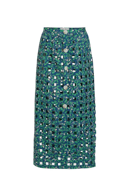 Basket Skirt in Dark Blue Limes