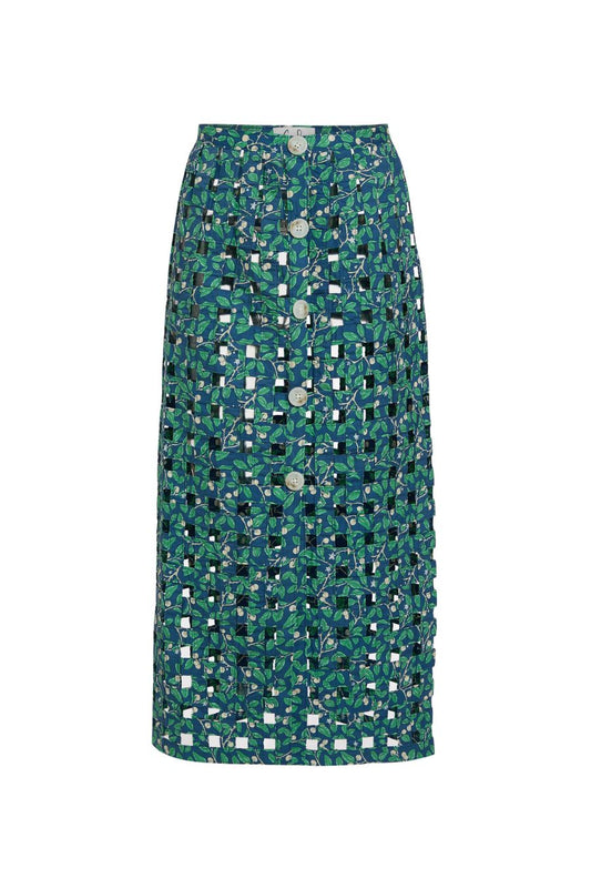 Basket Skirt in Dark Blue Limes