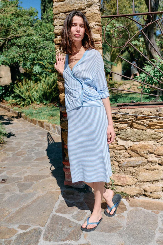 Faye Periwinkle Sheer Knit Skirt