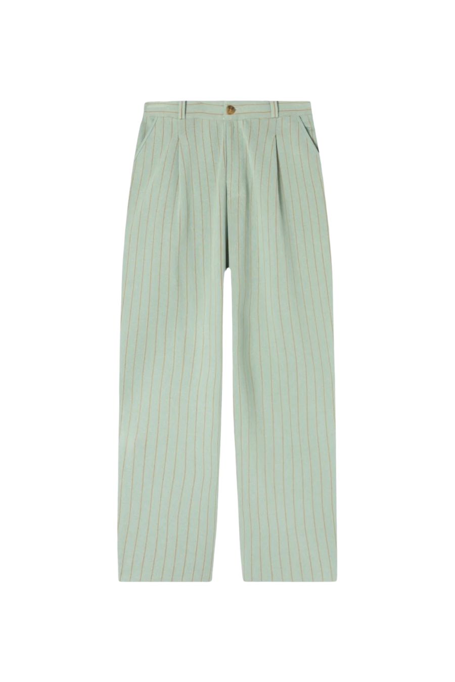 Pinstripe Carpenter Pant in Sage Brush/Camel