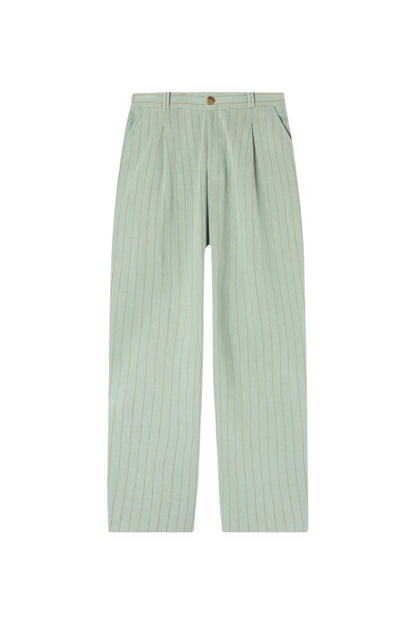 Pinstripe Carpenter Pant in Sage Brush/Camel