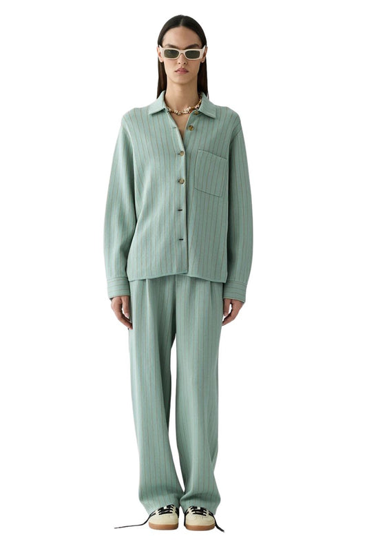 Pinstripe Carpenter Pant in Sage Brush/Camel