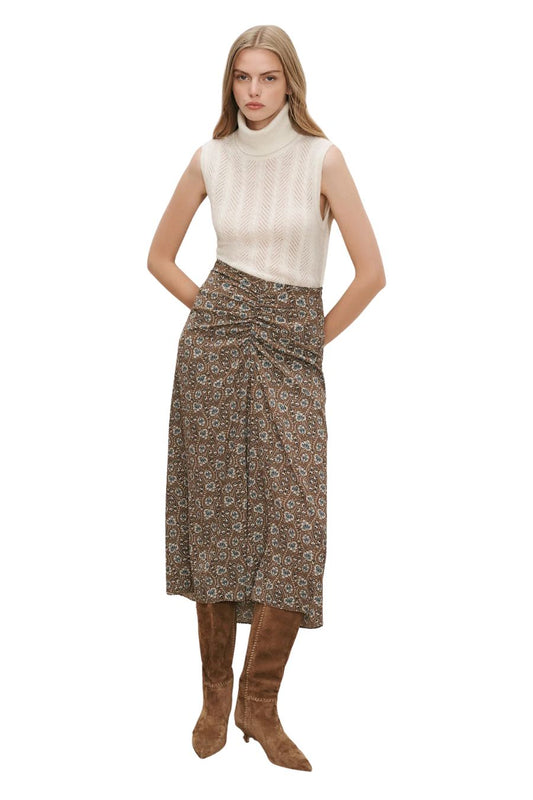 Limani Floral Midi Skirt in Acorn Multi