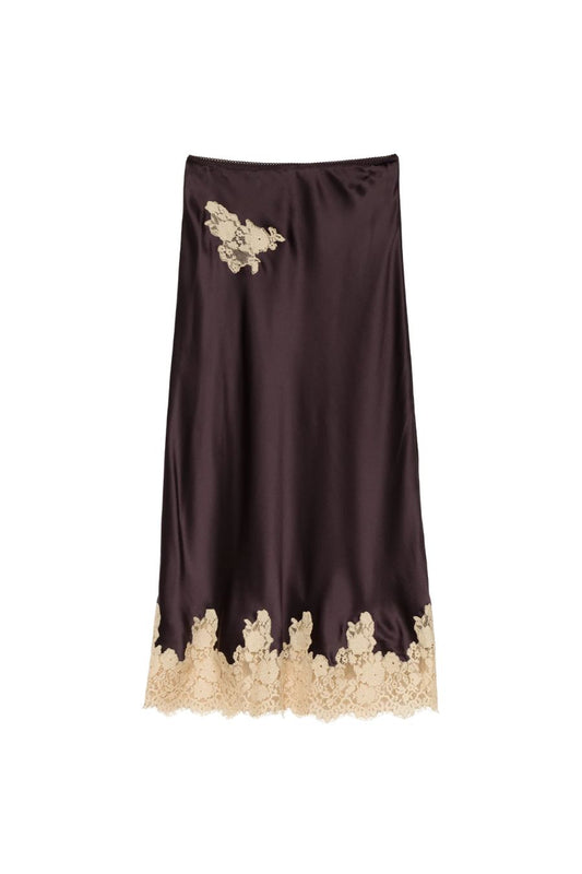Elowen Skirt in Equestrian Brown in Cream Lace