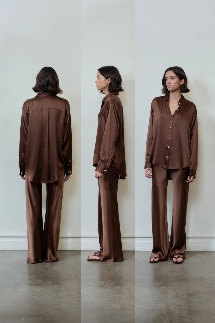 The Silk Bias Pant in Espresso