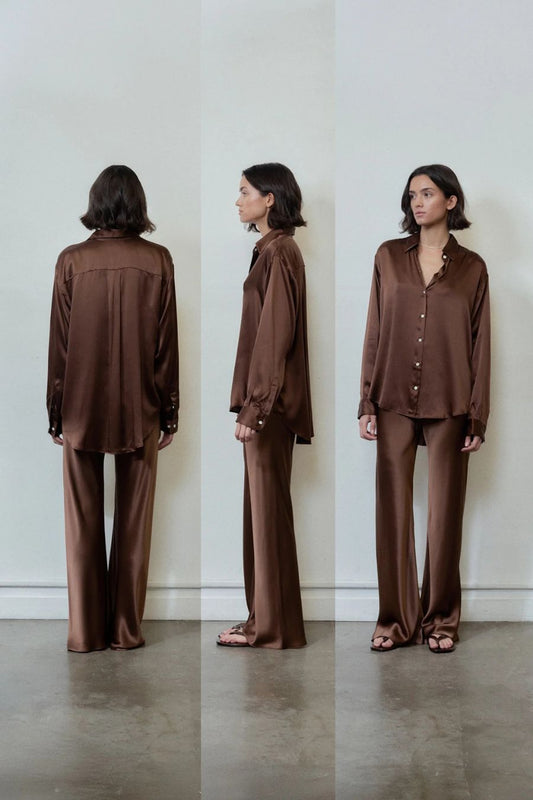 The Silk Bias Pant in Espresso