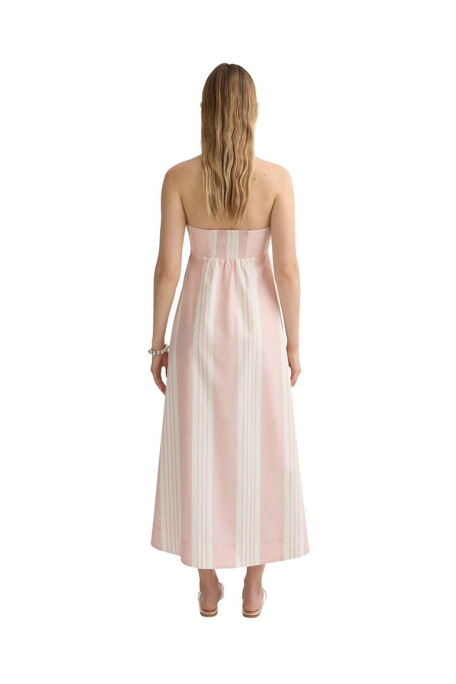 Rosie Strapless Dress in Pink Stripe