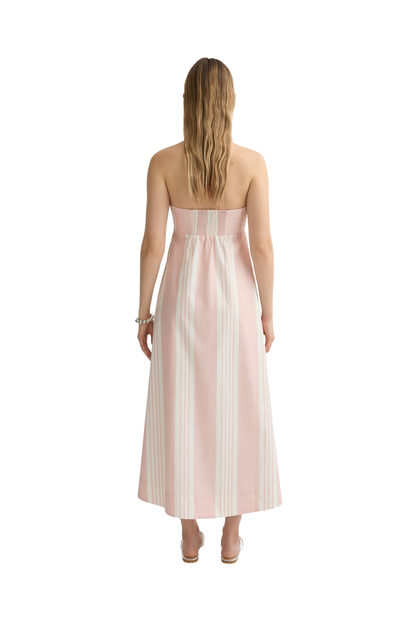 Rosie Strapless Dress in Pink Stripe