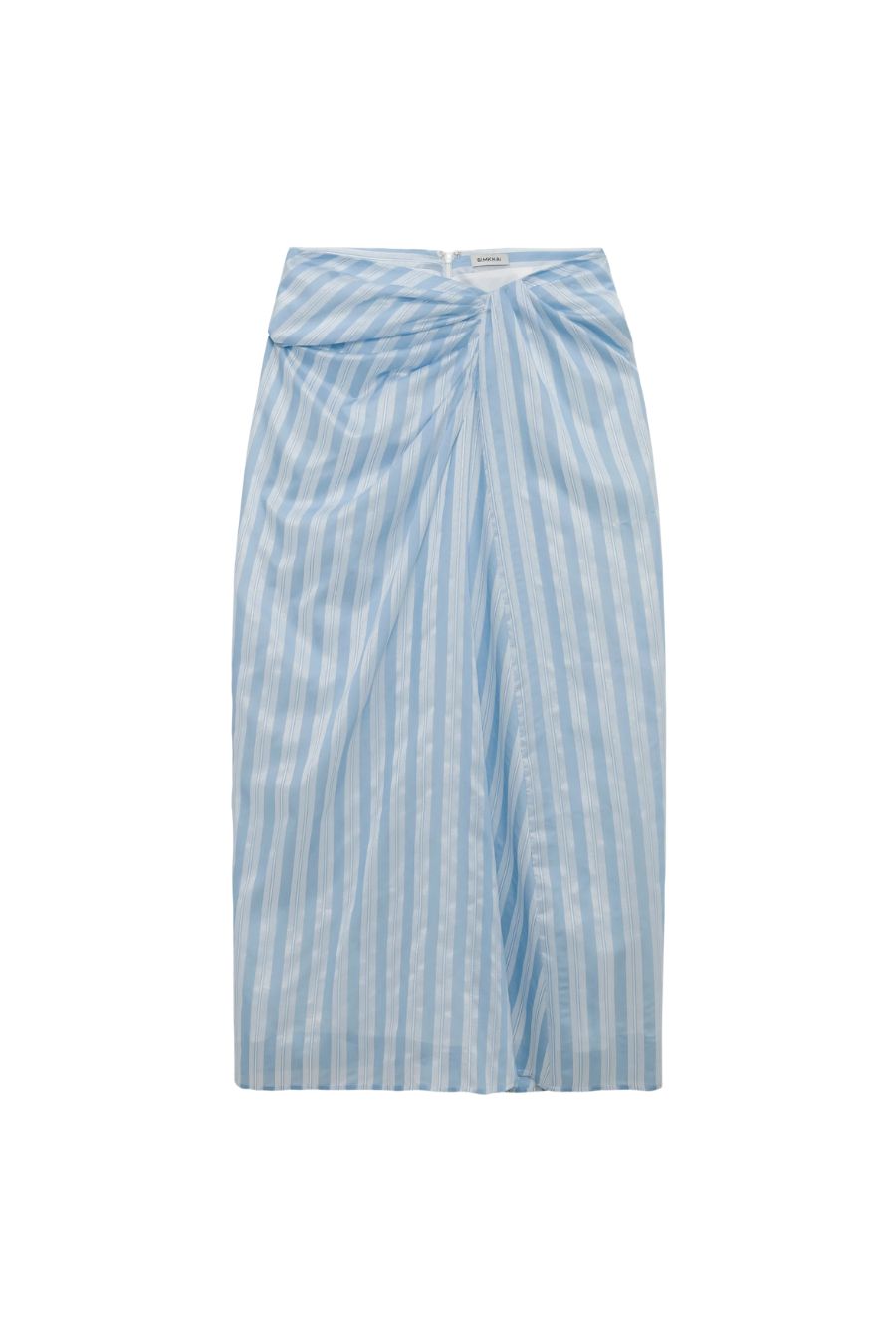 Liorra Draped Midi Skirt in Oxford Blue Multi