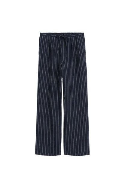 Hudson Pinstripe Pant in Navy/Ivory