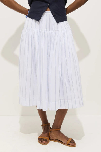 Hannah Skirt in Ivory Ground Stripe