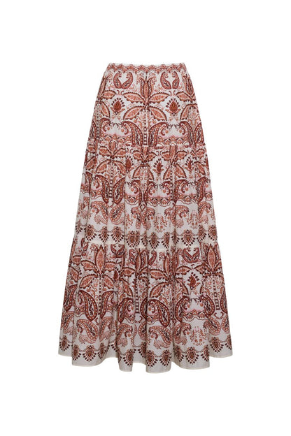 Melanie Skirt in Palm Paisley Ivory
