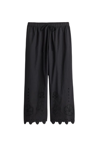 Embroidered Kari Pull On Pant in Black
