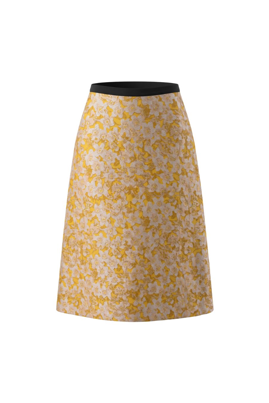 Pia Skirt in Gold Metallic Floral