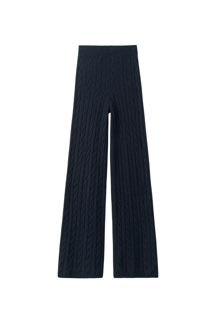 Soft Goat Cable Knit Pants in Navy