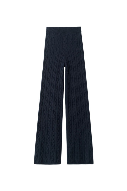 Cable Knit Pants in Navy