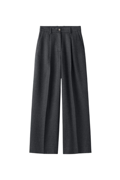 Wide Pleat Trousers in Anthracite Melange